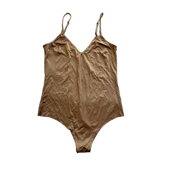 Commando V-Neck Cami Bodysuit in Brown Satin - Picture 1 of 3